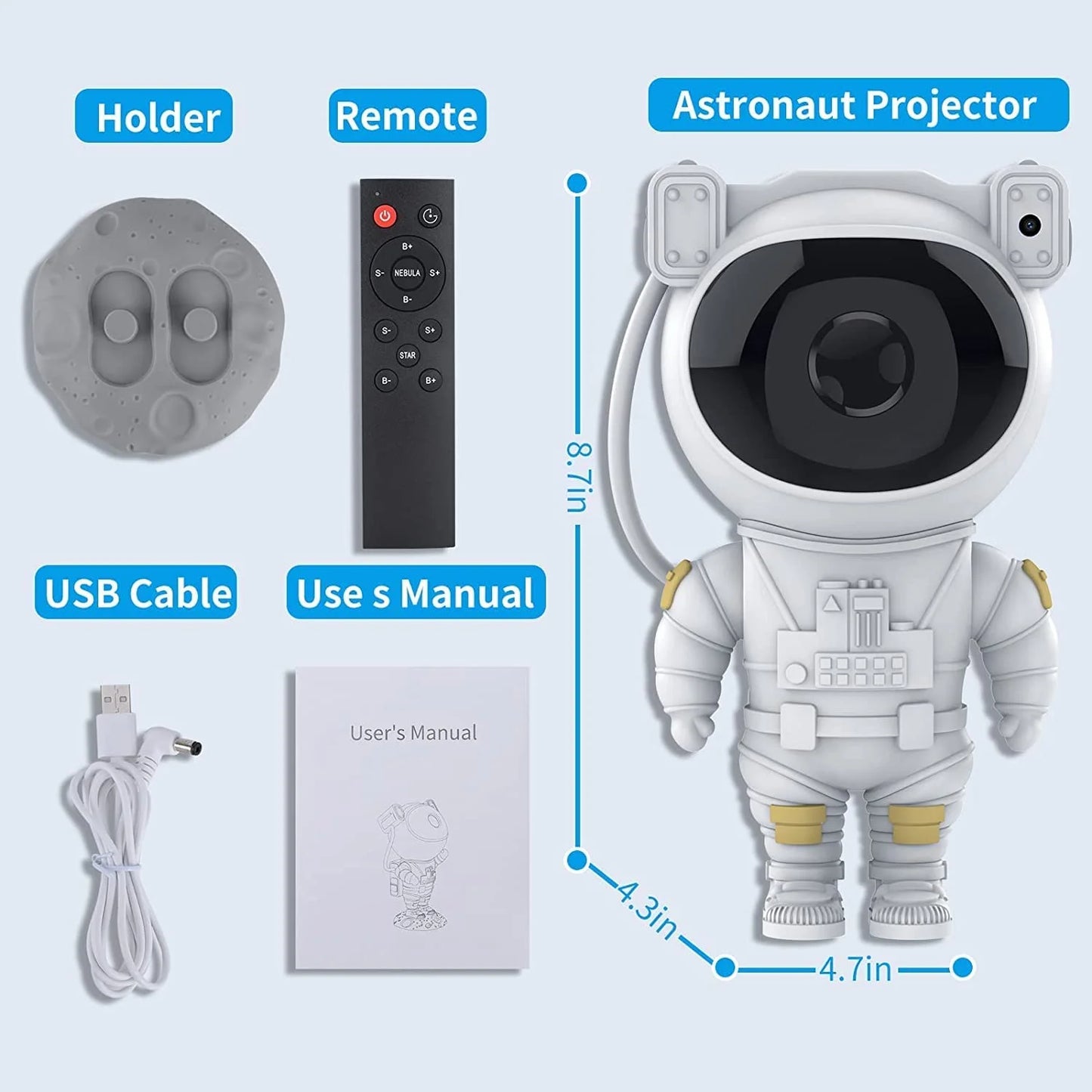 Astronaut Star Projector, Galaxy Light with Timer and Remote Control, Starry Night Light Projector for Bedroom